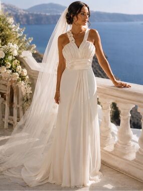 Eden Bridals Grecian Style Ivory Wedding Gown
